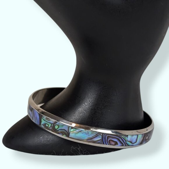 V. Abalone Panel Bangle Bracelet - Picture 1 of 5